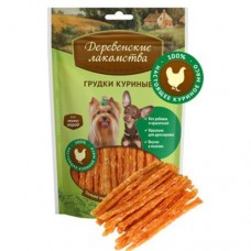 Лакомство Деревенские лакомства Грудки куриные для собак 79711502, 55г в магазинах Перекресток