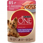 Влажный корм Purina ONE для собак с лососем, рисом и морковью, 85г