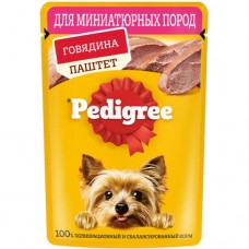 Влажный корм Pedigree для взрослых собак миниатюрных пород паштет с говядиной, 80г в магазинах Перекресток
