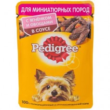 Корм Pedigree для взрослых собак миниатюрных пород с ягнёнком и овощами в соусе, 85г в магазинах Перекресток