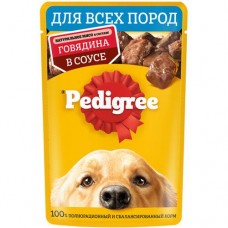 Влажный корм Pedigree для взрослых собак всех пород с говядиной в соусе, 85г в магазинах Перекресток
