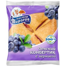 Конвертик Мастер Пироговъ Венский с черникой, 70г в магазинах Перекресток
