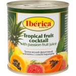 Коктейль тропический фруктовый Iberica консервированный в лёгком сиропе с соком маракуйи, 425г