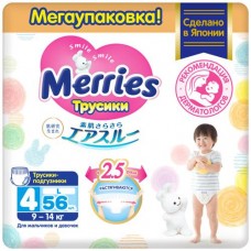 Подгузники-трусики Merries р.L 9-14кг, 56шт в магазинах Перекресток