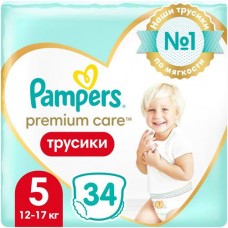 Подгузники-трусики Pampers Premium Care Pants р.5 12-17кг, 34шт в магазинах Перекресток