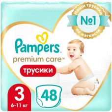 Подгузники-трусики Pampers Premium Care Pants р.3 6-11кг, 48шт в магазинах Перекресток