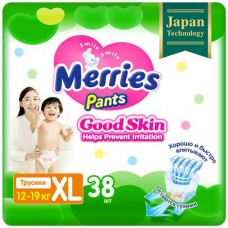 Подгузники-трусики MERRIES Good Skin р.XL 12-19кг, 38шт в магазинах Перекресток