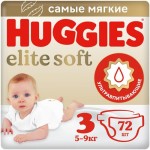 Подгузники Huggies Elite Soft детские одноразовые р. 3 5-9кг, 72шт