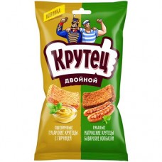 Гренки Крутец Двойной пшенично-ржаные со вкусом горчицы и баварских колбасок, 100г в магазинах Перекресток