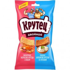 Гренки Крутец пшенично-ржаные со вкусом краба и ржаные со вкусом сметаны, 100г в магазинах Перекресток