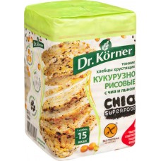 Хлебцы Dr.Korner кукурузно-рисовые с чиа и льном без глютена, 100г в магазинах Перекресток