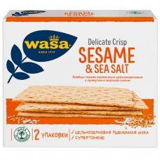 Хлебцы Wasa Delicate Crisp Sesame & Sea salt тонкие пшеничные с кунжутом и морской солью, 190г в магазинах Перекресток
