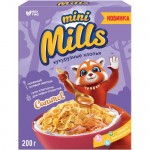 Хлопья Mini Mills кукурузные карамельные обогащённые витаминами и железом, 200г