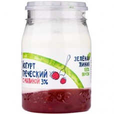 Йогурт греческий двухслойный малина 3% Зелёная Линия, 190г в магазинах Перекресток