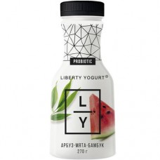 Биойогурт Liberty Yogurt с арбузом мятой бамбуком питьевой c лактобактериями 2%, 270мл в магазинах Перекресток