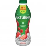 Биойогурт Актибио с клубникой и земляникой обогащенный бифидобактериями 1.5%, 870мл