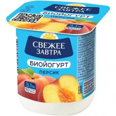 Биойогурт Свежее Завтра персик 3.1%, 125г в магазинах Перекресток