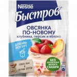 Хлопья овсяные Быстров Овсянка по-новому клубника-персик-яблоко-семена льна-отруби, 35г