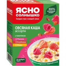 Каша овсяная Ясно Солнышко Ассорти клубника-малина-изюм, 6х45г в магазинах Перекресток