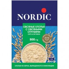Хлопья Nordic овсяные с овсяными отрубями, 500г в магазинах Перекресток