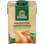 Напиток сывороточный Село Зелёное с соком яблоко-груша 0%, 500мл