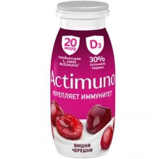 Напиток Actimuno кисломолочный с вишней черешней и цинком 1.5%, 95мл в магазинах Перекресток