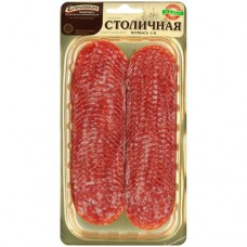 Колбаса сырокопчёная Егорьевская КГФ Столичная в нарезке, 100г в магазинах Перекресток