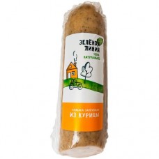Колбаса варёно-копчёная Экстра из курицы запеченая Зелёная Линия, 300г в магазинах Перекресток