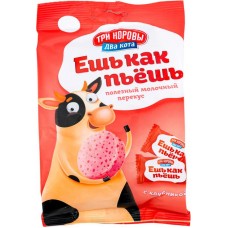 Продукт молочный Три Коровы Два Кота Ешь как пьёшь с клубникой, 50г в магазинах Перекресток
