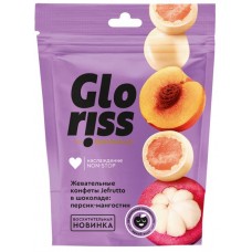 Конфеты Gloriss жевательные в шоколаде со вкусом персик-мангостин, 75г в магазинах Перекресток