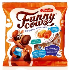 Конфеты Победа Вкуса Funny cows молочные со сгущённым молоком, 250г в магазинах Перекресток
