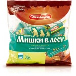 Конфеты Победа Вкуса Мишки в лесу вафельные с начинкой в горьком шоколаде, 200г