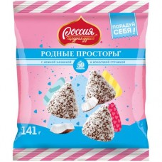 Конфеты Россия-Щедрая Душа Родные Просторы с кокосовой стружкой, 141г в магазинах Перекресток