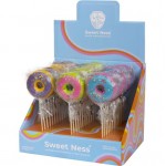 Карамель Sweet Ness на палочке в форме пончика ежевика-баббл гам-земляника, 30г