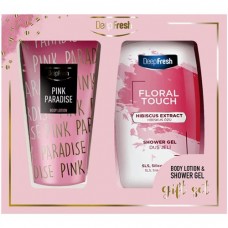 Набор подарочный Deep Fresh Гель Floral Touch гибискус для душа и лосьон Pink Paradise для тела в магазинах Перекресток