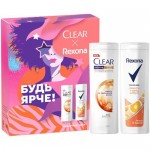 Набор подарочный Clear и Rexona Шампунь Защита от выпадения волос и Гель Заряд цитруса для душа