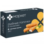 Палочки рыбные из филе минтая в панировке мороженые Маркет, 250г