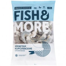 Креветки FISH&MORE Ваннамей без головы в панцире 16/20 замороженные, 500г в магазинах Перекресток