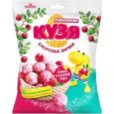 Шарики Кузя Лакомкин кукурузные со вкусом клюквы в сахарной пудре, 50г в магазинах Перекресток