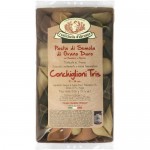 Макароны Rustichella d'Abruzzo Конкильони Трис из твердых сортов пшеницы с томатом и шпинатом, 500г