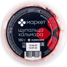 Щупальца кальмара командорского соленые в рассоле Маркет, 180г в магазинах Перекресток