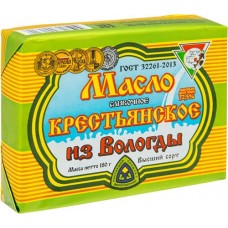 Масло сливочное Из Вологды Крестьянское 72.5%, 180г в магазинах Перекресток