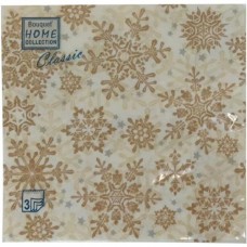 Салфетки Bouquet бумажные трехслойные золотые снежинки 57516 33х33см, 20шт в магазинах Перекресток