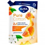 Крем-мыло Aura Pure Cotton 2в1 Хлопок и мед для рук и тела, 450мл