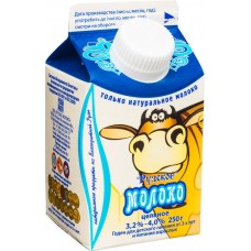 Молоко Рузское цельное пастеризованное 3.2-4%, 250мл в магазинах Перекресток