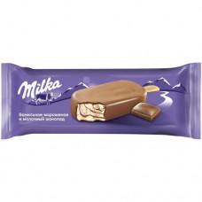 Эскимо Milka сливочное ванильное с шоколадным соусом в молочном шоколаде 8%, 62г в магазинах Перекресток