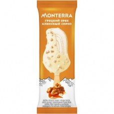 Мороженое Monterra пломбир с кленовым сиропом в белом шоколаде с карамелизованным грецким орехом 12%, 69г в магазинах Перекресток