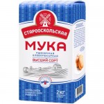 Мука Старооскольская пшеничная хлебопекарная высшего сорта, 2кг