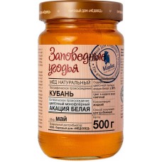 Мёд Заповедные Угодья Кубань белая акация натуральный, 500г в магазинах Перекресток