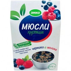 Мюсли Emco хрустящие с черникой и малиной, 375г в магазинах Перекресток